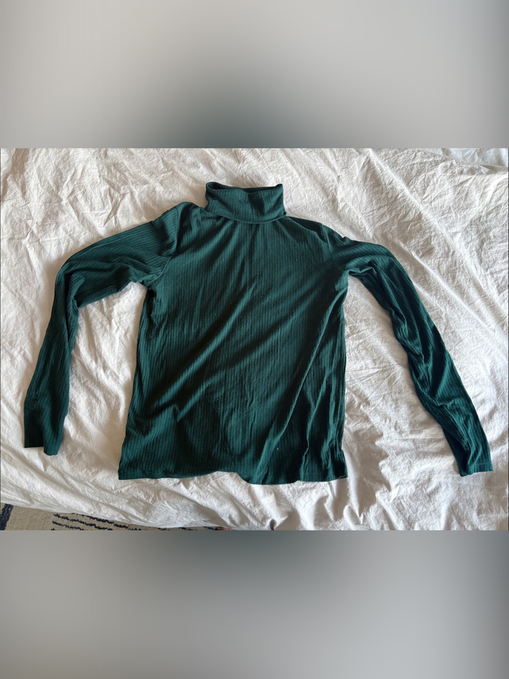 Madewell Deep Green Ribbed Turtleneck Long-Sleeve Top